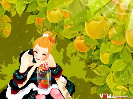 red apple girl - apple-girl, red