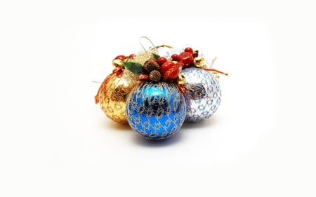 Christmas Ballss! - wrap up, red ribbon, heart, yellow, blue, balls, lovely, love, sweet, christmas, white, cute, gift, merry christmas