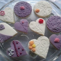 Heart  Purple And White Cookies