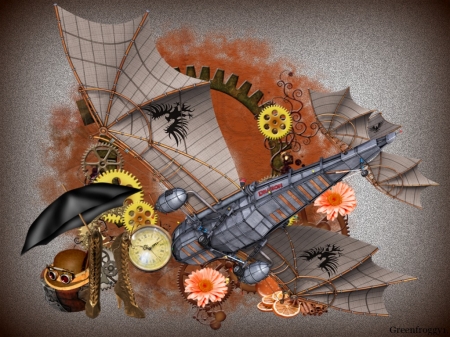 STEAMPUNK PLANE - ART, IMAGE, STEAMPUNK, PLANE