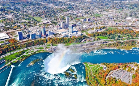 Niagara Falls - aerial, waterfall, Canada, landscape, city, country, Niagara Falls