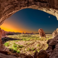 Sunset with Moon at Delicate Arch