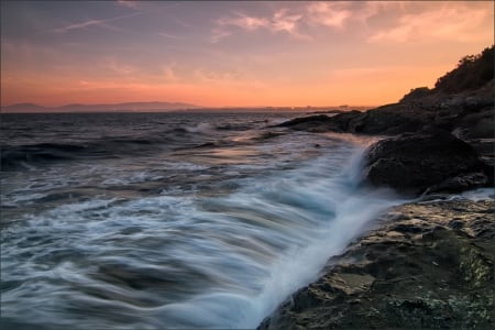 Sunset at the beach - beach, ocean, wonderful, sea