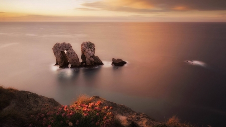 Offshore rocks - nature, fun, ocean, cool, sunset