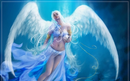 Blue Angel - ice, angel, blue, woman