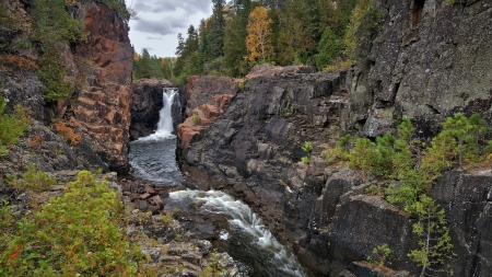 Waterfall - river, trees, water, nature, Waterfall, forest, wild