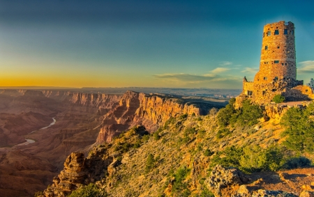 Desert View, Grand Canyon, Arizona - sunset, wilderness, mountains, rocks, sky