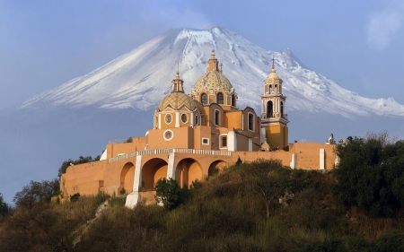 Church and Mountain - church, architecture, nature, mountain