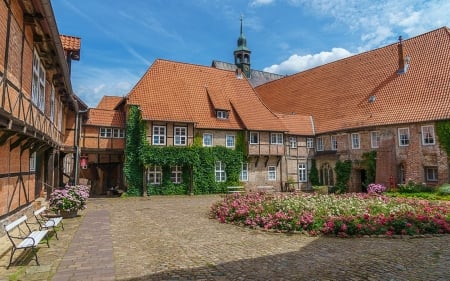 Monastery in Luneburg, Germany - yard, Germany, houses, monastery