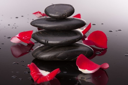 Zen stones and petals - Stones, Relaxing, Spa, Petals