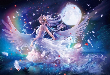 ♥ - moon, girl, fantasy, art