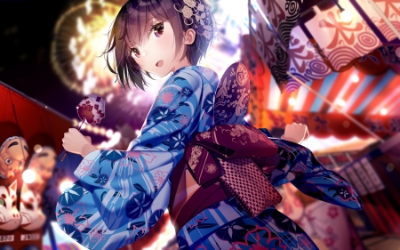 Girl - manga, anime, girl, kimono, atha