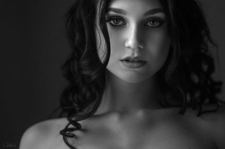 Unknown Model - babe, woman, beautiful, model, monochrome