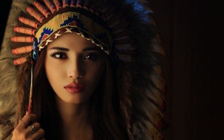 Native Girl - head, american, face, image