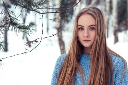 Unknown Model - babe, model, beautiful, woman, snow