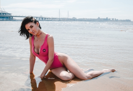 Unknown Model - woman, ocean, beach, water, model, gorgeous, beautiful, sand, sea