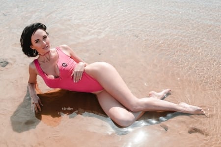 Unknown Model - woman, ocean, beach, water, model, gorgeous, beautiful, sand, sea