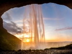 Seljalandfoss Waterfall at Sunset, Iceland