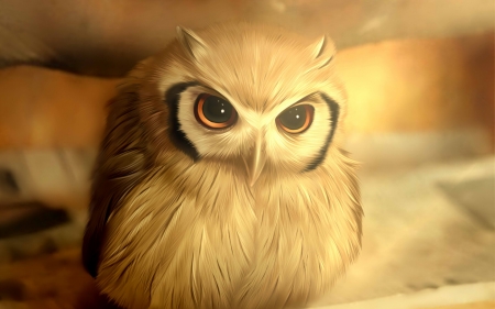 Owl - art, eyes, bufnita, owl, fantasy, pasare, bird