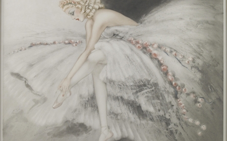 Ballerina - ballerina, dancer, painting, louis icart, girl, art