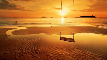 Orange Beach - Swing, Sandy, Orange, Sky, Beach, Sea