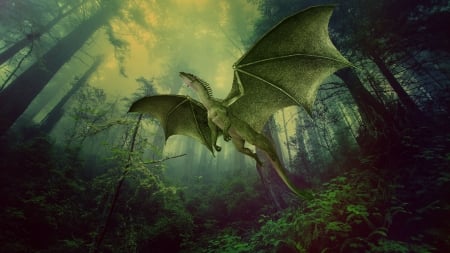 Dragon - wings, fantasy, dragon, karen smits, green