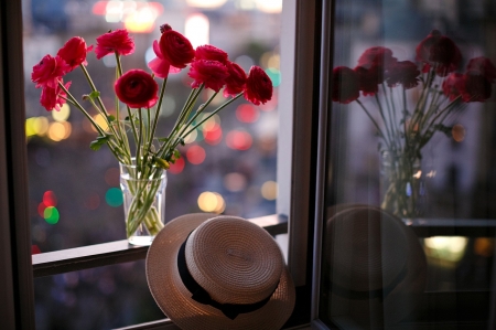 â™¥ - flowers, hat, roses, pink