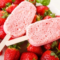 Pink Ice Cream Fresh Strawberries