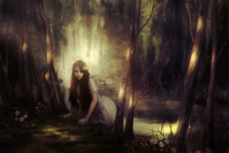 Girl - girl, fantasy, forest, woods