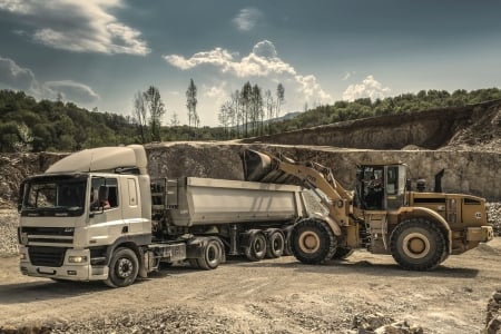 Earth moving truck & dozer