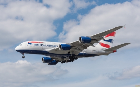 Airplane - aircraft, sky, plane, clouds