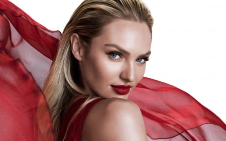 Candice Swanepoel - woman, red, model, girl, blonde, Candice Swanepoel