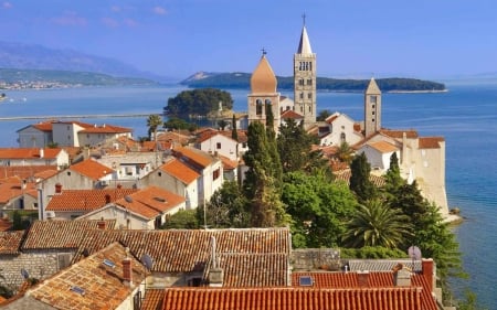 Island in Croatia - Croatia, island, sea, houses, church