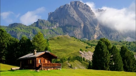 Hut At Val Gardena, Italy - clouds, south Tyrol, mountain, sky