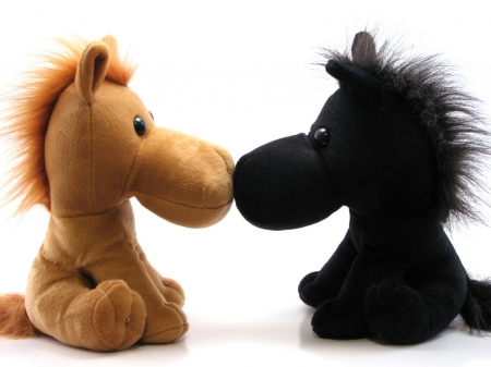 Kiss - brown, kiss, horse, couple, toy, black