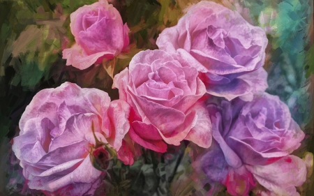 Roses - flower, rose, pink, trandafir, art