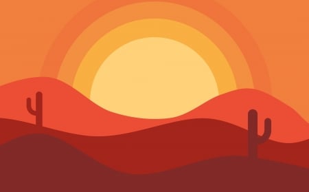 Sunset Desert Background - background, desert, hot, sunset, cactus, sun