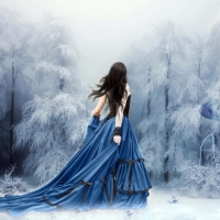 Winter Women And Wolf