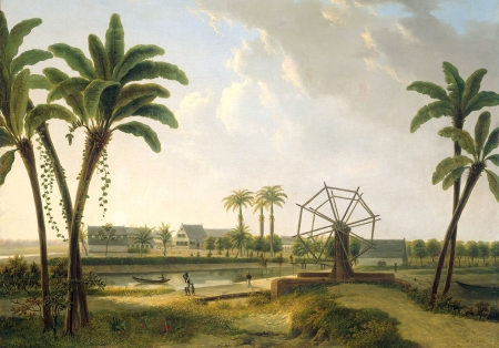 Plantation in Suriname - plantation, vilem de klerk, suriname, painting, art, palm tree