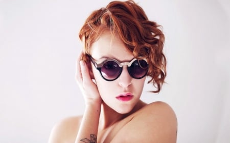 Redhead Short Hair Sunglasses - Sunglasses, Woman, Female, People, Redhead, Models