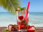 Summer drink on the tropical beach