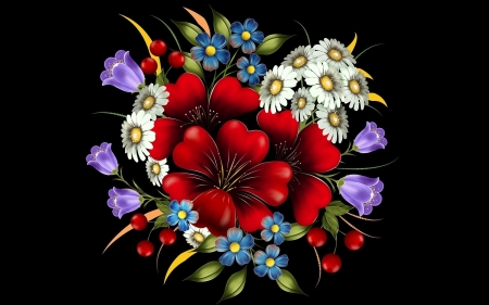 Floral Art - bouquet, flowers, blossoms, artwork