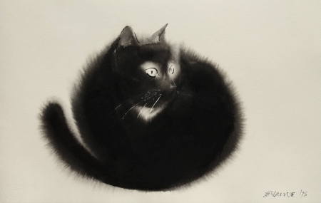 Cat - cat, pisici, black, art