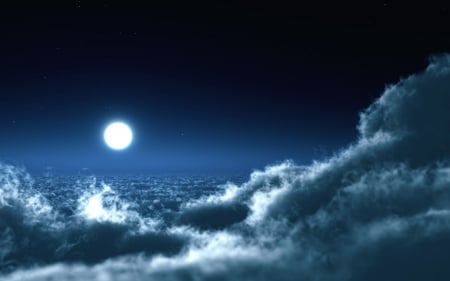 Full Moon - moon, night, sky, clouds