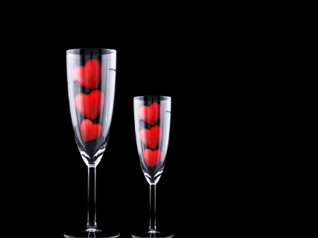 Romantic Glasses - hearts, romantic, glasses, cup