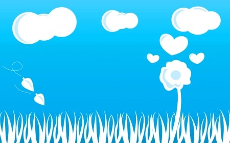 :-) - white, heart, summer, blue, cloud, vector, flower, vara