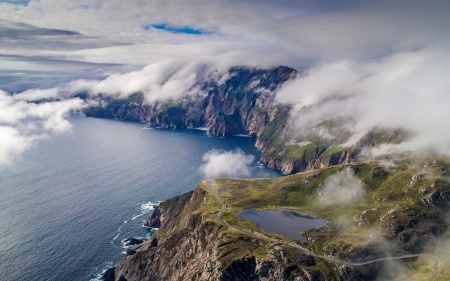 Seashore by Donegal, Ireland - ireland, clouds, sea, bay, coast