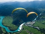 Paragliding over River