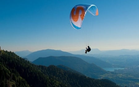 Paragliding over Mountains - paraglider, mountains, sky, flight