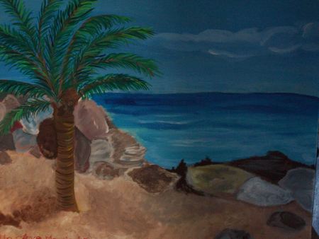 Un reve mexicain   - mexico, paint, ocean, palm tree